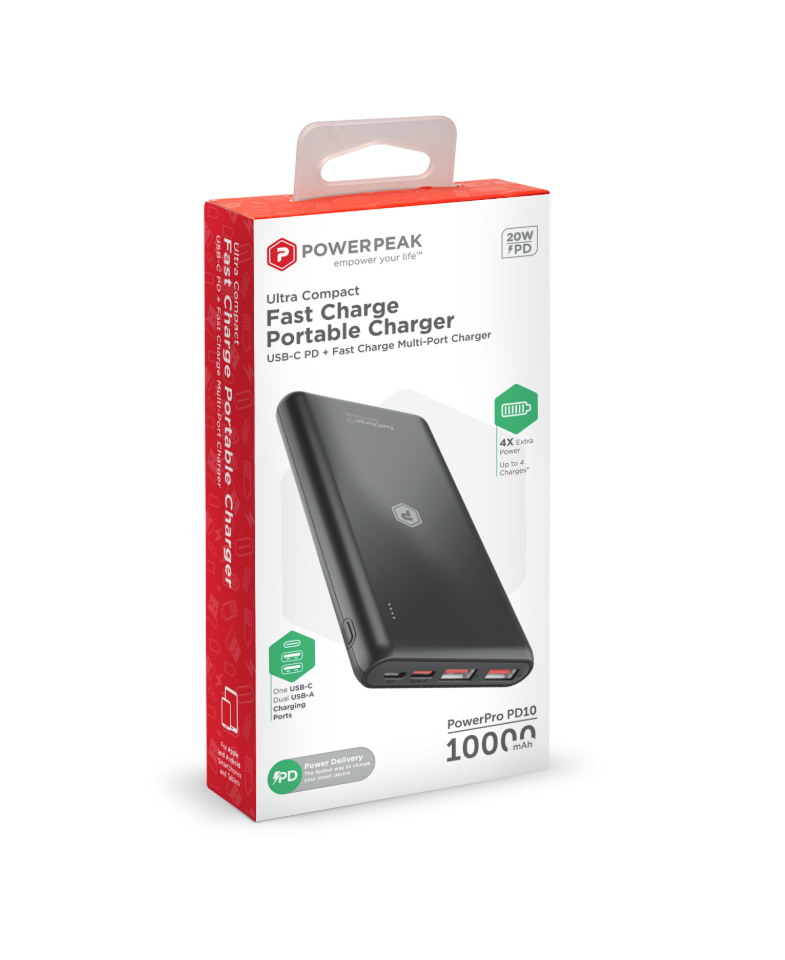 PowerPeak 10000mAh PD 20W - Portable Charger Dual USB & C