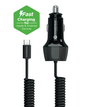 30w PD Coiled Car Charger w/attached USB-C 4ft Cable