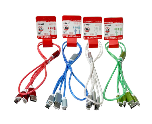 3 in 1 Light Up Cables 5ft 12/bx
