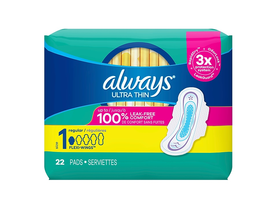 Always Ultra Thin w/Wings Reg Size 1 - 22ct, 6/bx