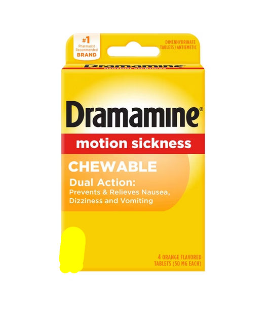Dramamine Chewable Orange Flavored Tablets 4ct 6/bx