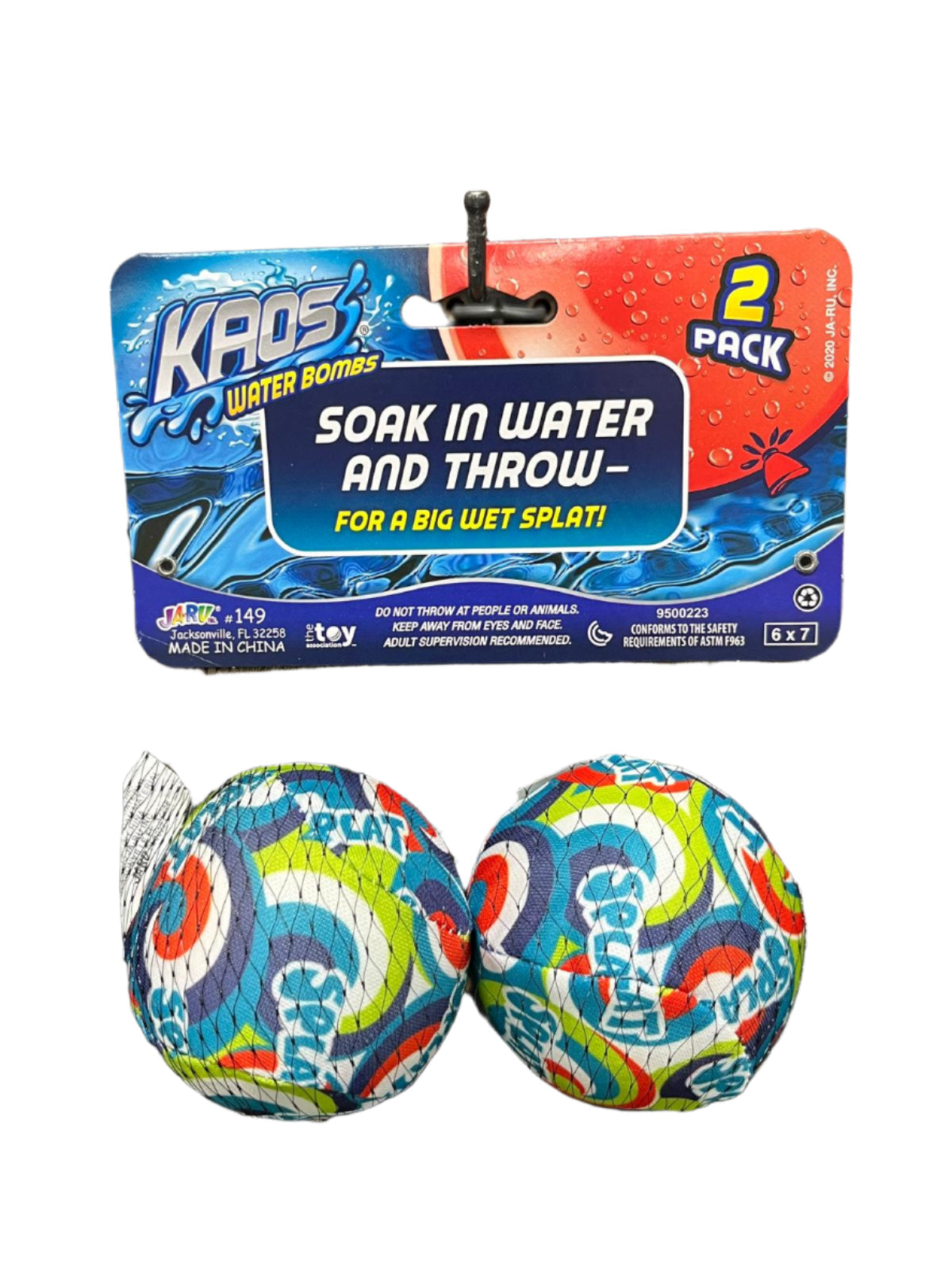 Two colorful water bombs 