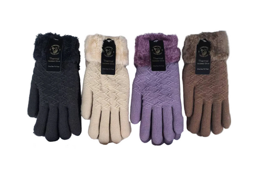 Ladies Fur Winter Gloves 12/bx