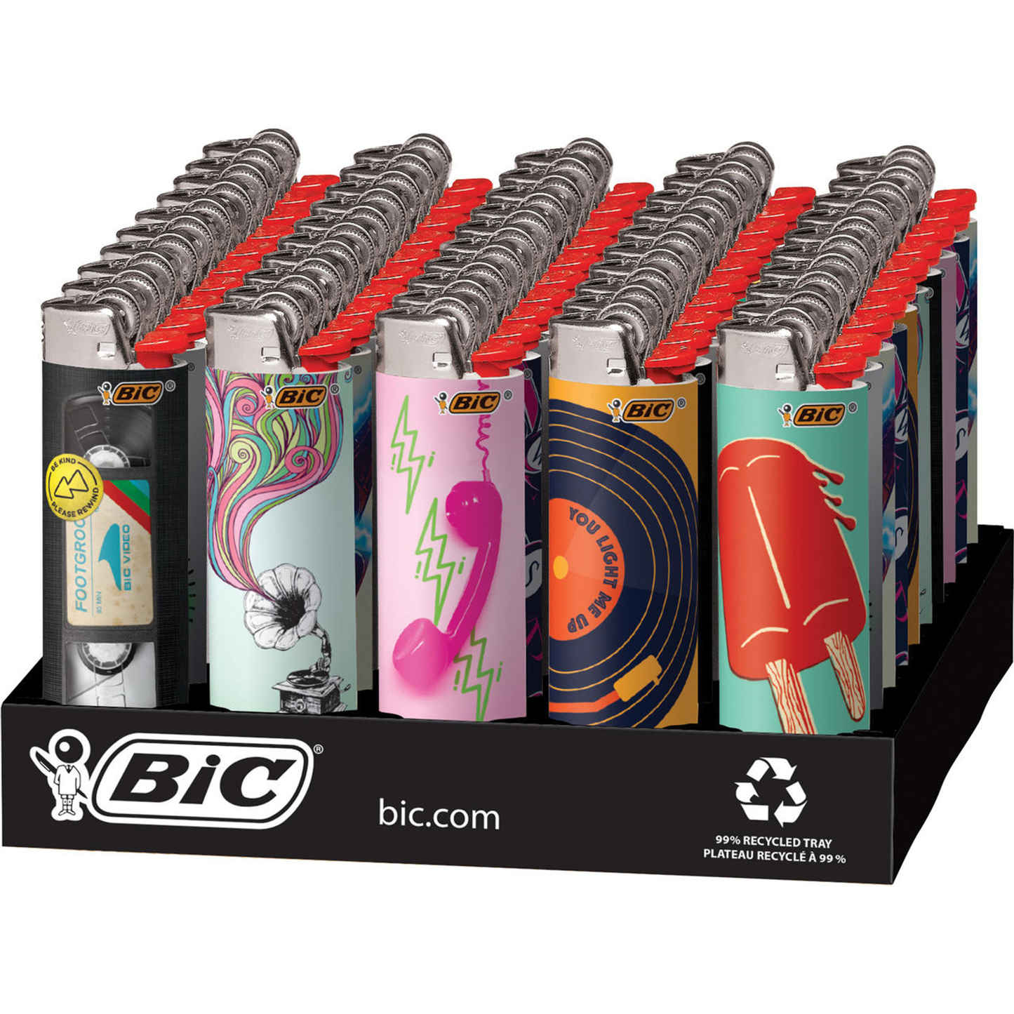 Bic Nostalgia Lighters Display Tray – 50 Count