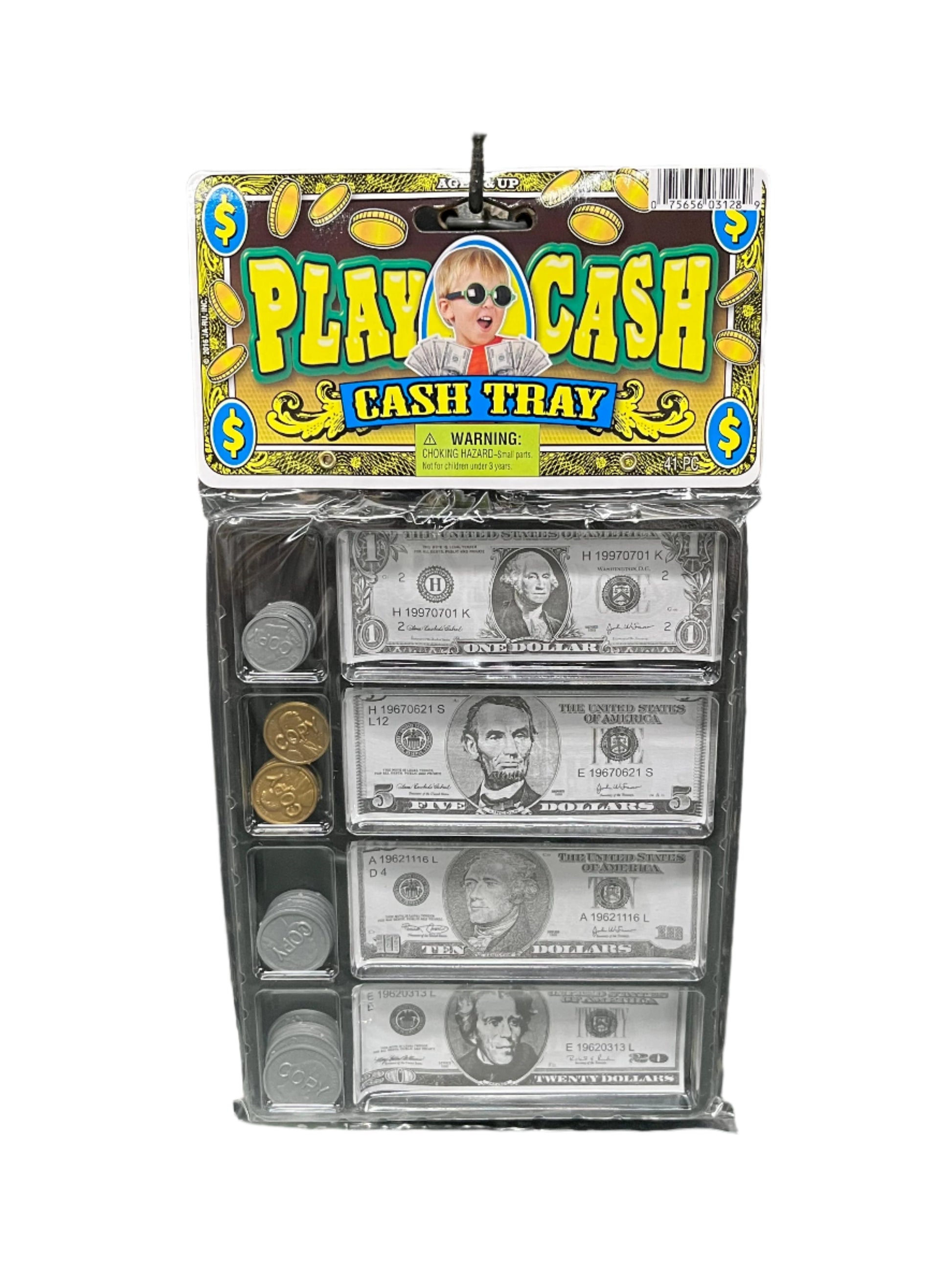 Play Cash toy set with dollar bills and coins 