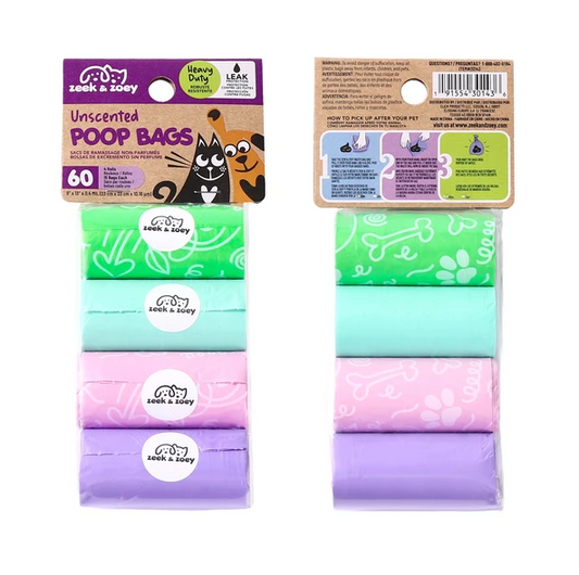 Zeek & Zoey Poop Bags 60ct 12/bx