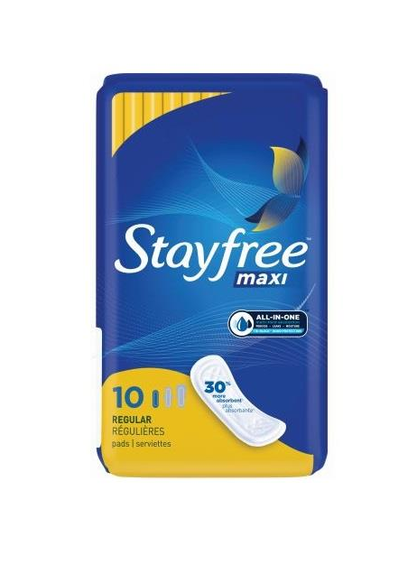 Stayfree Maxi Regular Pads 10ct 12/bx