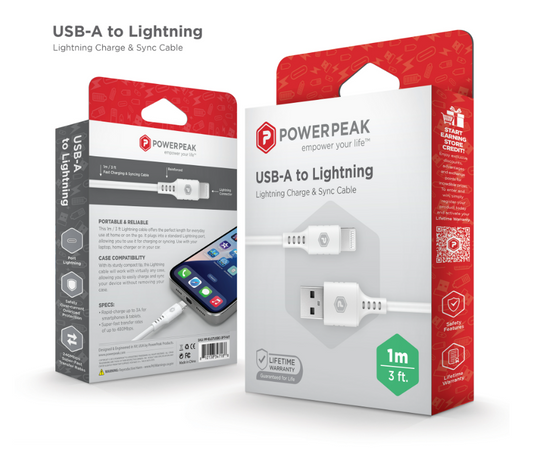 USB-A to Lightning 3ft cable