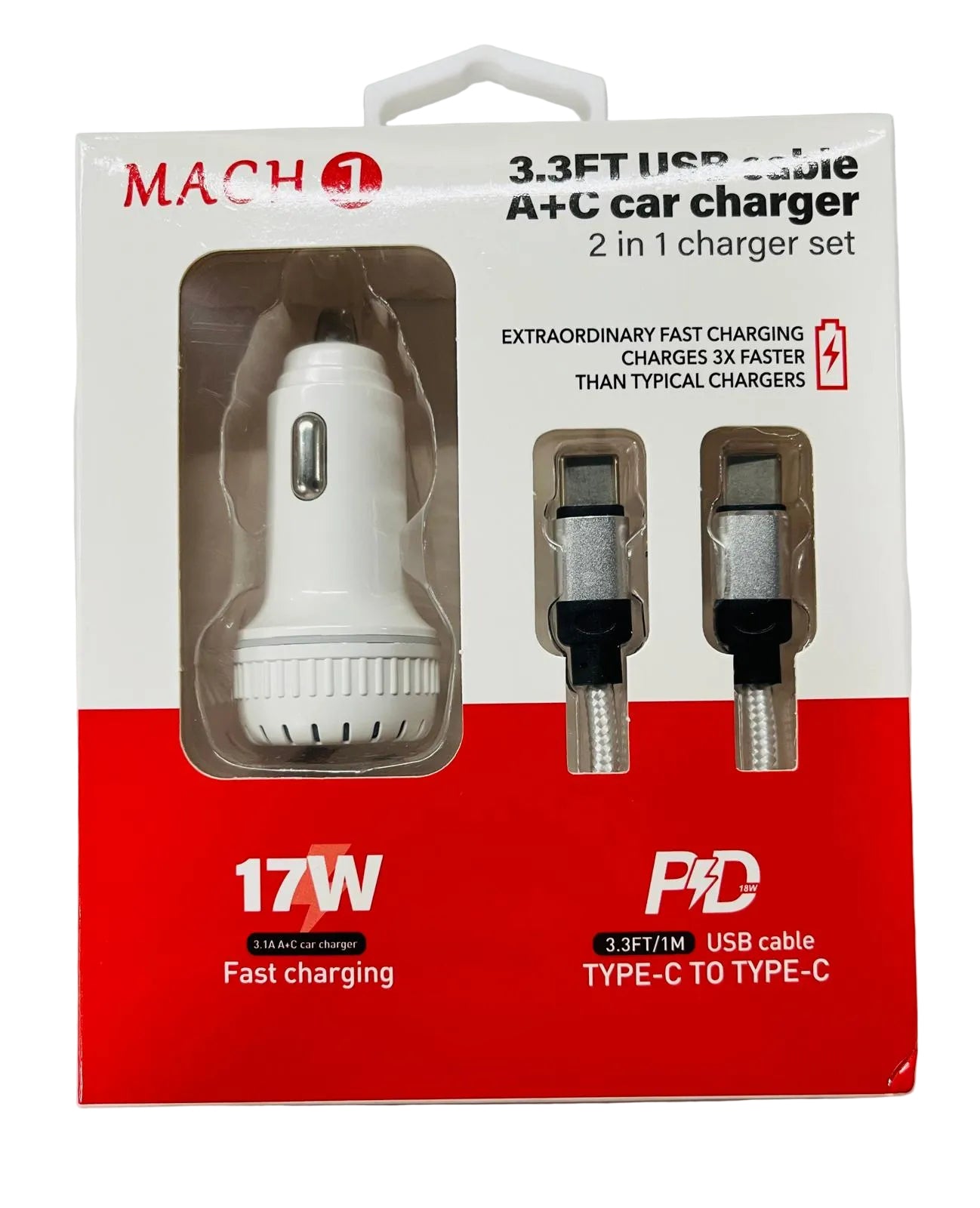 TYPE C Mach Car Plug & Cable Set 6/bx