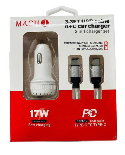 TYPE C Mach Car Plug & Cable Set 6/bx