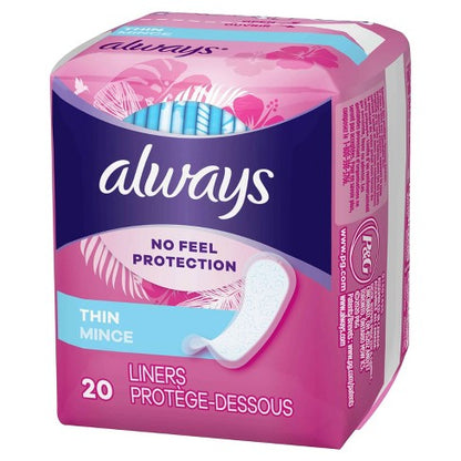 Always Panty Liner 20/ct Unscented 12/bx