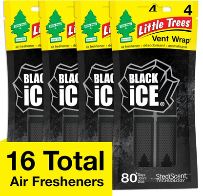 Little Tree Vent Wrap Black Ice 4/bx 16pc