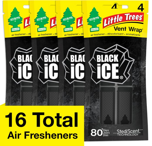 Little Tree Vent Wrap Black Ice 4/bx 16pc