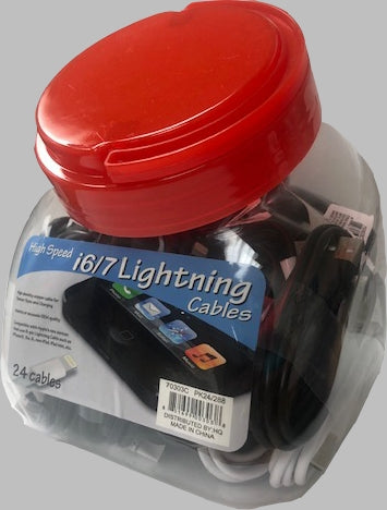 USB-A to IPHONE Charging Cable 24/Jar