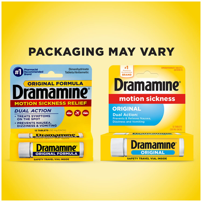 Dramamine Original Tablets 12/ct per tube 6/tubes