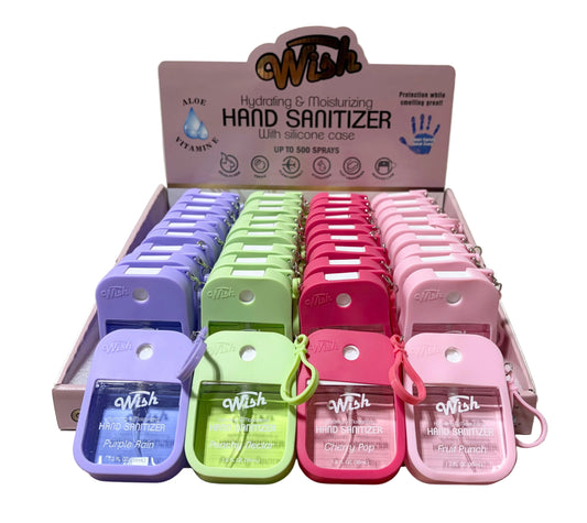 Wish scented hand sanitizer spray with Silicone Keychain Case 40ct Display
