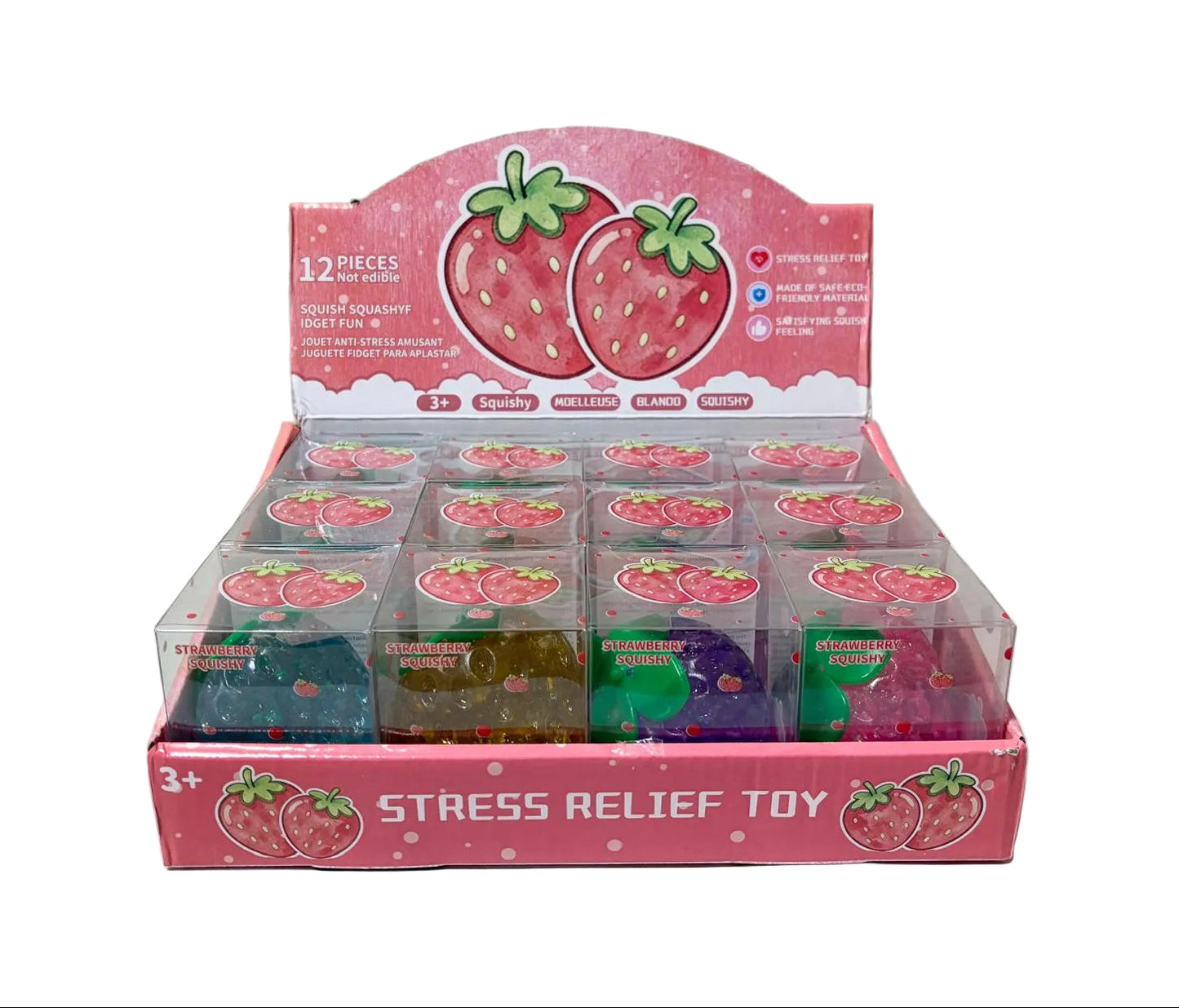 Squishy Strawberry Vent Toy Asst Colors 12/bx