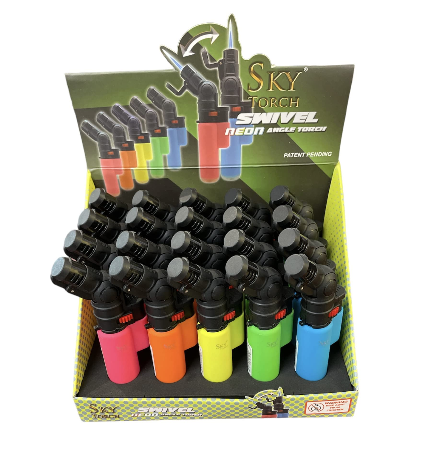 Sky Angle Neon Swivel Torch Lighters 20/bx